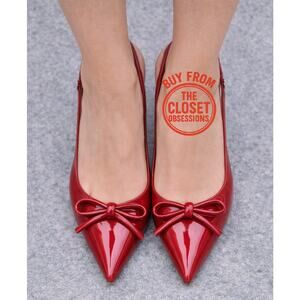 ZARA Patent Pointed Toe Slingback Heels NWT – Red Bow Pumps, Size 6.5–10